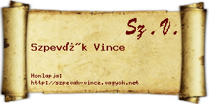 Szpevák Vince névjegykártya